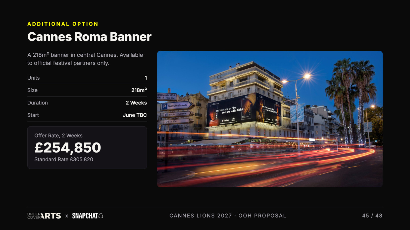 Snapchat × Undercover Arts — Cannes Lions 2027 proposal, page 45